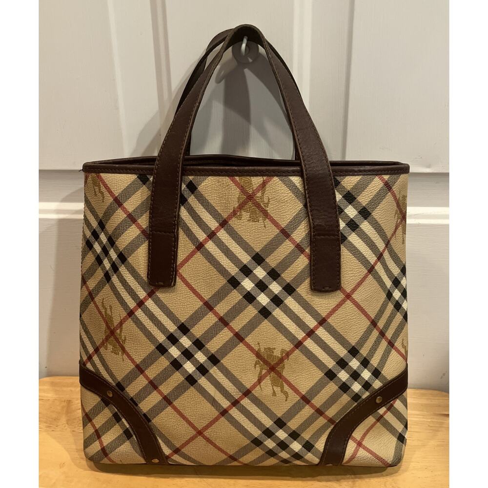 BURBERRY AUTHENTIC Nova check+ horse pattern, vintage purse‎ handbag